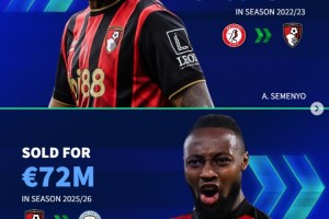 九游体育官方网站-伯恩茅斯近年盈利：塞梅尼奥+6175万，索兰克、赫伊森均超4千万